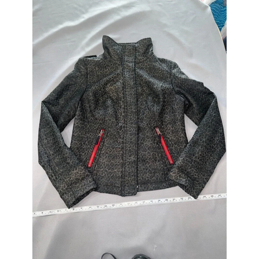 Free People We The Free Tweed Moto Jacket with Red Zipper Accents Size 6